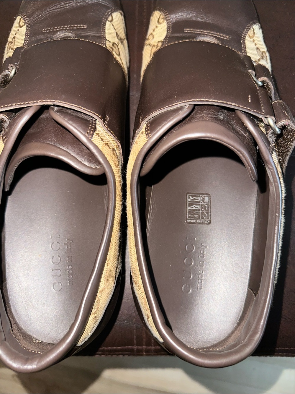 Gucci Brown and Beige Monogram Sneakers - Picture 8 of 15